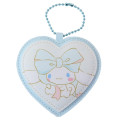 Japan Sanrio Name Tag Badge Keychain - Cinnamoroll / Big Ribbon Heart - 1