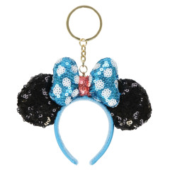 Japan Tokyo Disney Resort Keychain - Minnie Mouse Sequin Ear Headband / Blue