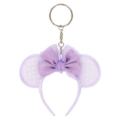 Japan Tokyo Disney Resort Keychain - Minnie Mouse Ear Headband / See Through Purple