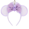 Japan Tokyo Disney Resort Keychain - Minnie Mouse Ear Headband / See Through Purple - 2