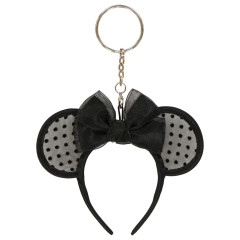 Japan Tokyo Disney Resort Keychain - Minnie Mouse Ear Headband / See Through Black