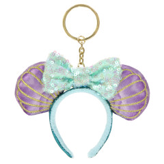 Japan Tokyo Disney Resort Keychain - Minnie Mouse Sequin Ear Headband / Ariel