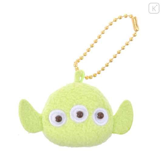 Japan Disney Store Mini Fluffy Plush Keychain - Little Green Men / Little Face - 1