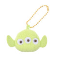 Japan Disney Store Mini Fluffy Plush Keychain - Little Green Men / Little Face - 1