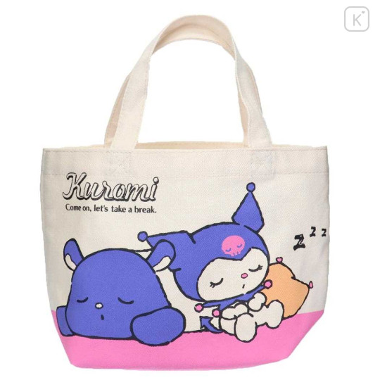 Japan Sanrio Mini Tote Bag - Kuromi & Baku / Nap TIme - 1