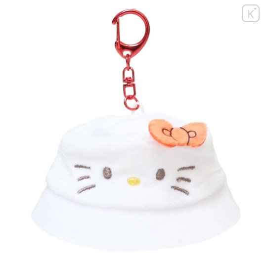 Japan Sanrio Fluffy Keychain - Hello Kitty / Costume Sauna Hat - 1