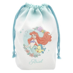 Japan Disney Drawstring Bag - Little Mermaid Ariel & Flounder in the Sea