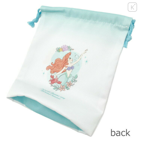 Japan Disney Drawstring Bag - Little Mermaid Ariel & Flounder in the Sea - 2