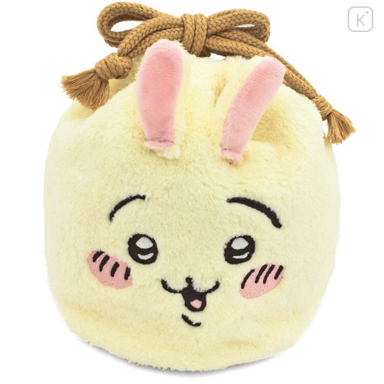 Japan Chiikawa Embroidery Fluffy Drawstring Bag - Rabbit - 1