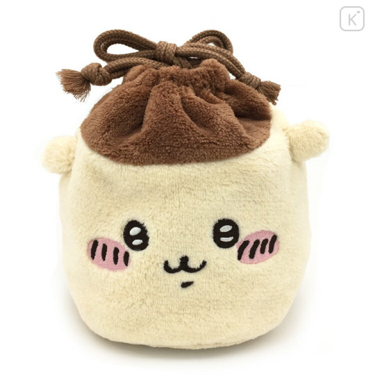 Japan Chiikawa Embroidery Fluffy Drawstring Bag - Chestnut Manju - 1