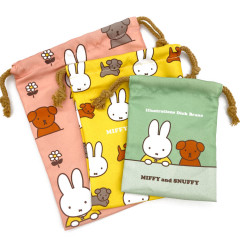Japan Miffy Drawstring Bag Set - Pink & Green & Yellow