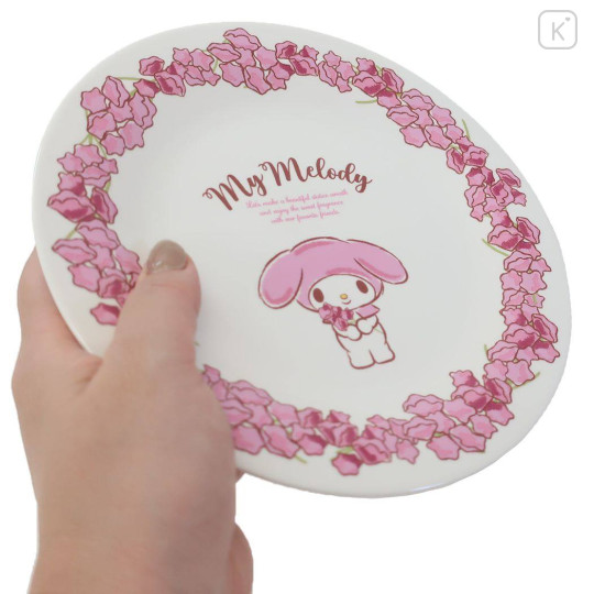 Japan Sanrio Plate - My Melody / Pink Flora - 2