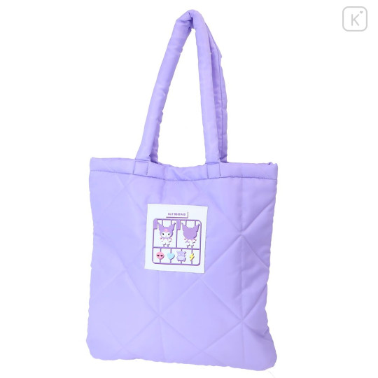 Japan Sanrio Quilted Tote Bag - Kuromi / Light Purple - 1