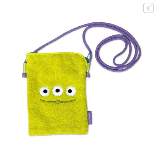 Japan Disney Gadget Phone & Card Shoulder Pouch Crossbody Bag - Little Green Men - 1