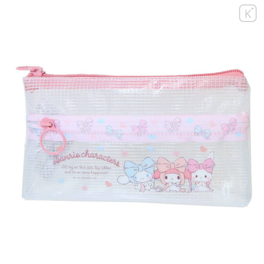 Japan Sanrio Clear Flat Pouch Pencil Case - Characters / Big Ribbon - 1