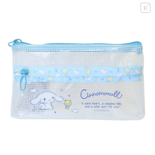 Japan Sanrio Clear Flat Pouch Pencil Case - Cinnamoroll / Life - 1