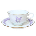 Japan Sanrio Teacup & Saucer Set - Kuromi / Purple Flora - 1