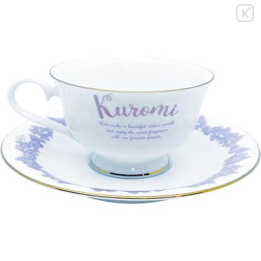 Japan Sanrio Teacup & Saucer Set - Kuromi / Purple Flora - 4