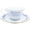 Japan Sanrio Teacup & Saucer Set - Kuromi / Purple Flora - 4