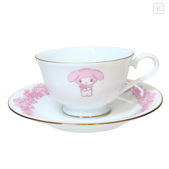 Japan Sanrio Teacup & Saucer Set - My Melody / Pink Flora - 1