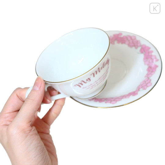 Japan Sanrio Teacup & Saucer Set - My Melody / Pink Flora - 2