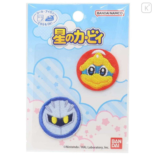 Japan Kirby Fluffy Embroidery Sticker Patch Set - King Dedede & Meta Knight Face - 1