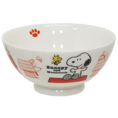 Japan Peanuts Porcelain Rice Bowl - Snoopy & Woodstock / House