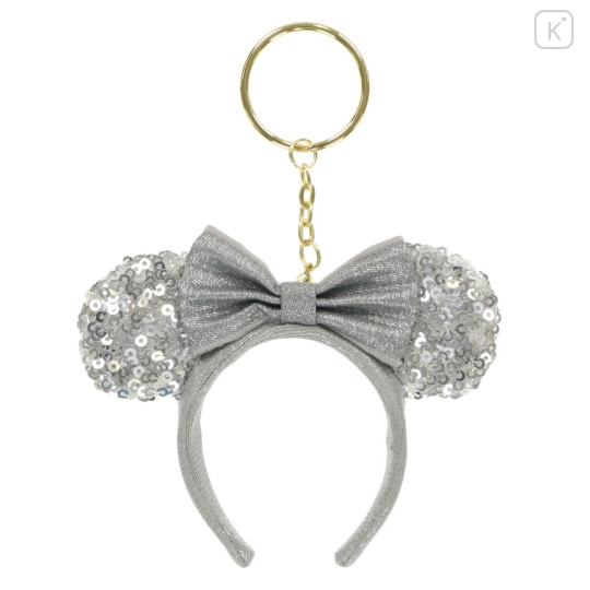 Japan Tokyo Disney Resort Keychain - Minnie Mouse Sequin Ear Headband / Grey - 1