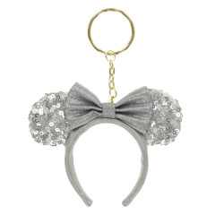 Japan Tokyo Disney Resort Keychain - Minnie Mouse Sequin Ear Headband / Grey