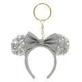 Japan Tokyo Disney Resort Keychain - Minnie Mouse Sequin Ear Headband / Grey - 1