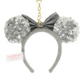 Japan Tokyo Disney Resort Keychain - Minnie Mouse Sequin Ear Headband / Grey - 3