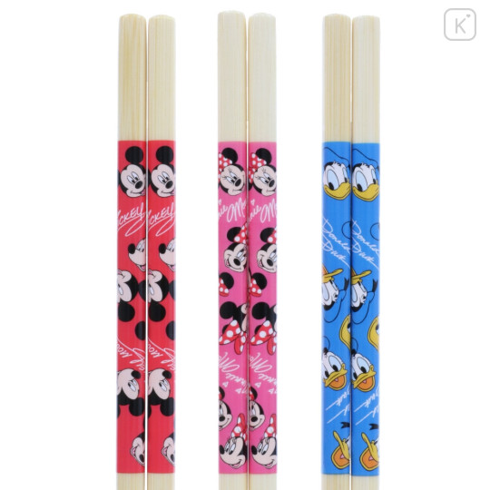 Japan Tokyo Disney Resort Bamboo Chopsticks Set 33cm - Mickey Mouse & Minnie Mouse & Donald Duck - 1