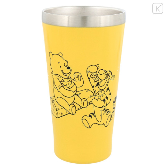 Japan Tokyo Disney Resort Stainless Steel Tumbler - Pooh & Piglet & Tigger / Yellow - 1