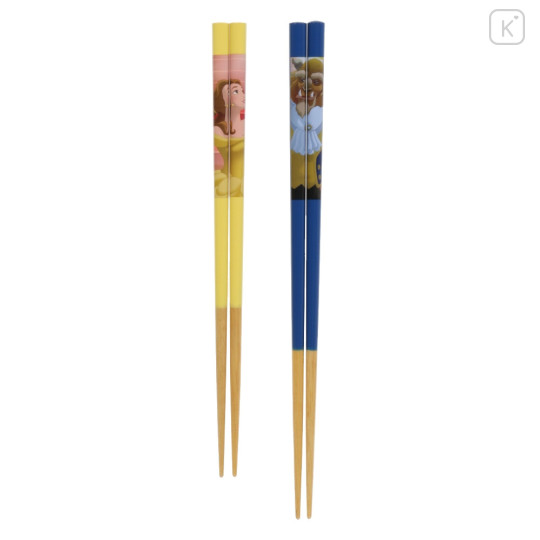 Japan Tokyo Disney Resort Bamboo Chopsticks Set 21cm - Belle Beauty and the Beast - 1