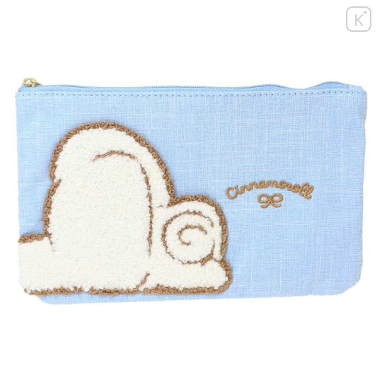 Japan Sanrio Sagara Embroidery Flat Cosmetic Pouch - Cinnamoroll / Butt - 1