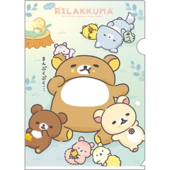 Japan San-X A4 Clear Holder - Rilakkuma / Let's All Be Full And Satisfied B