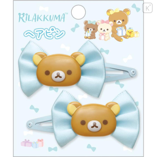 Japan San-X Hairpin 2pcs - Rilakkuma / Ribbon - 1