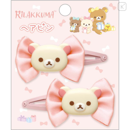 Japan San-X Hairpin 2pcs - Korilakkuma / Ribbon - 1