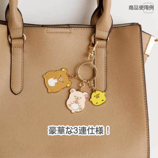 Japan San-X Triple Keychain - Rilakkuma / Let's All Be Full And Satisfied A - 3