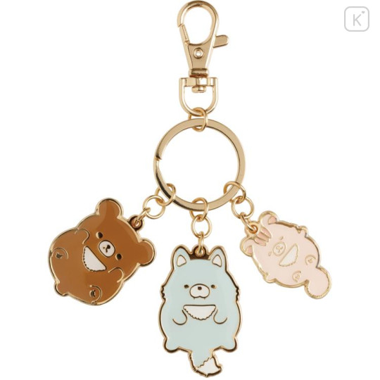 Japan San-X Triple Keychain - Rilakkuma / Let's All Be Full And Satisfied B - 2