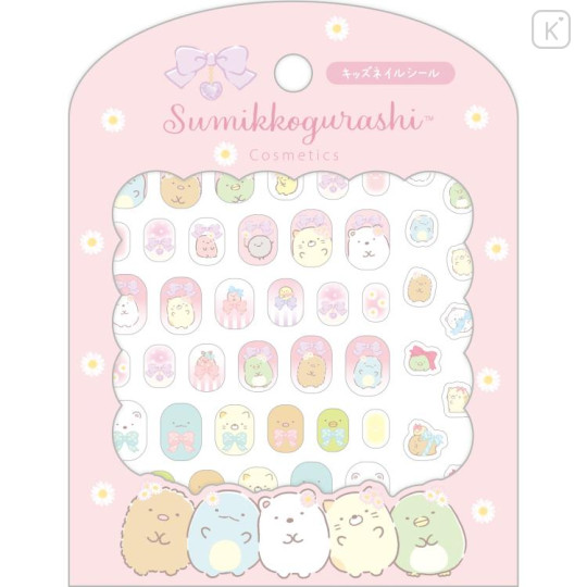 Japan San-X Nail Sticker - Sumikko Gurashi / Ribbon Pink - 1