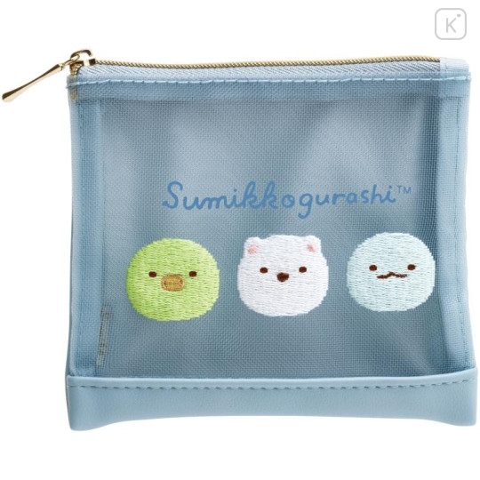 Japan San-X Mesh Mini Pouch - Sumikko Gurashi / Shirokuma & Penguin? & Tokage - 1