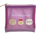 Japan San-X Mesh Mini Pouch - Sumikko Gurashi / Tonkatsu & Neko & Ebifurai no Shippo - 1