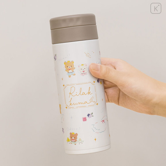 Japan San-X Stainless Steel Bottle - Rilakkuma / Swan and Golden Flower - 3