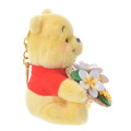 Japan Disney Store Fluffy Plush Keychain - Pooh & Straw Hat Sunflower - 3