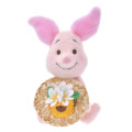 Japan Disney Store Fluffy Plush Keychain - Piglet & Straw Hat Sunflower - 1