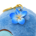 Japan Disney Store Fluffy Plush Keychain - Stitch & Straw Hat Flower - 5