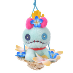 Japan Disney Store Fluffy Plush Keychain - Scrump & Straw Hat Flower