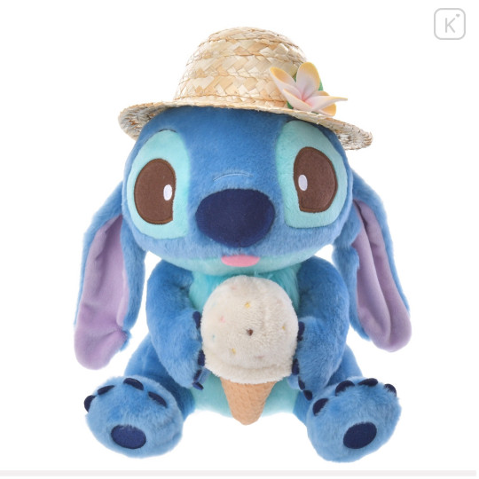 Japan Disney Store Fluffy Plush - Stitch & Straw Hat Ice Cream - 1