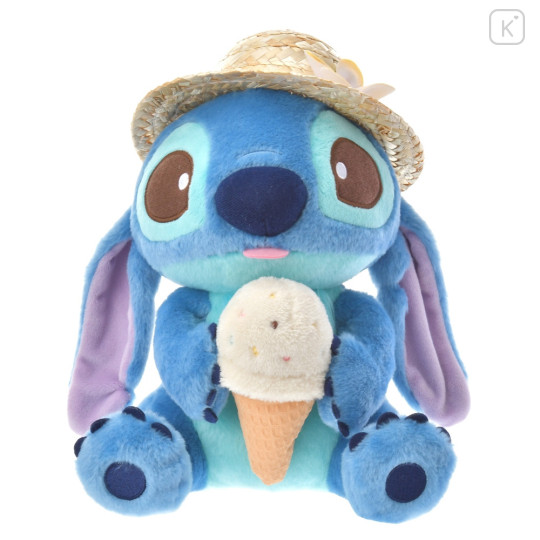 Japan Disney Store Fluffy Plush - Stitch & Straw Hat Ice Cream - 2